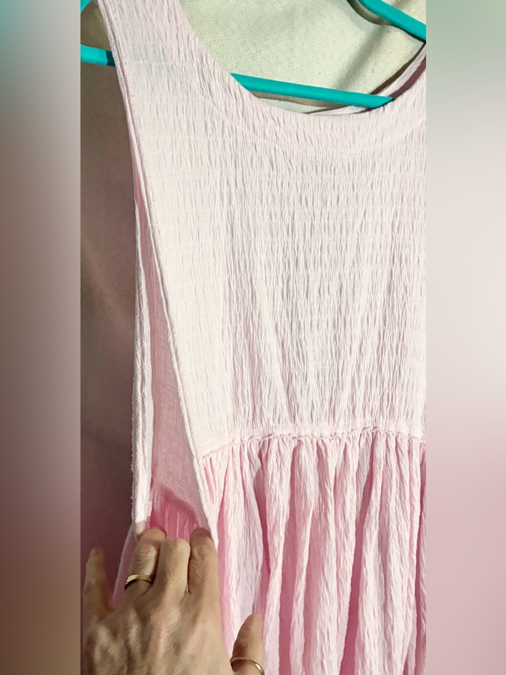 FP Beach Pink Textured Dress Sz L Cover Up Pockets cruise pool resort fun - Picture 8 of 10